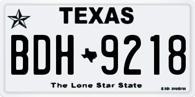 TX license plate BDH9218