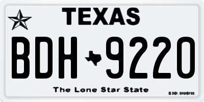TX license plate BDH9220