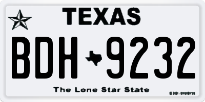 TX license plate BDH9232