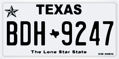 TX license plate BDH9247
