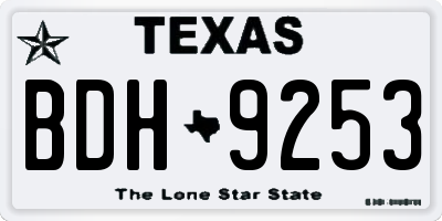 TX license plate BDH9253