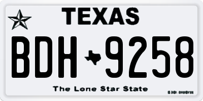 TX license plate BDH9258