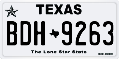 TX license plate BDH9263