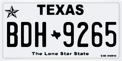 TX license plate BDH9265