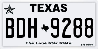 TX license plate BDH9288