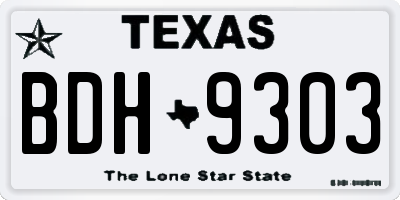 TX license plate BDH9303