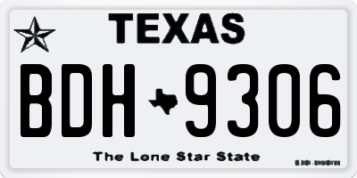 TX license plate BDH9306