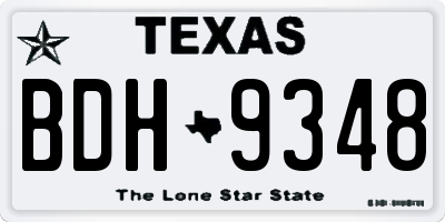 TX license plate BDH9348