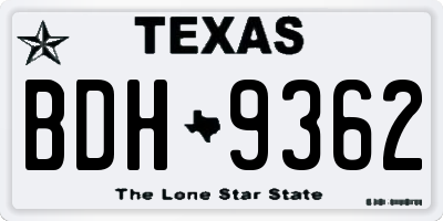 TX license plate BDH9362