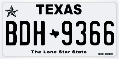 TX license plate BDH9366