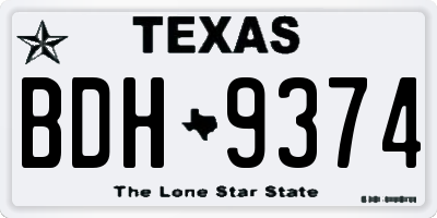 TX license plate BDH9374