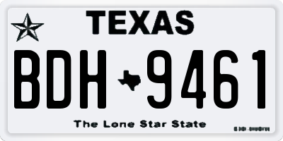 TX license plate BDH9461