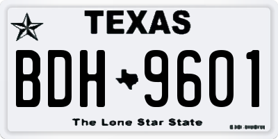 TX license plate BDH9601