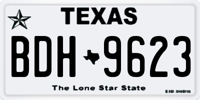 TX license plate BDH9623
