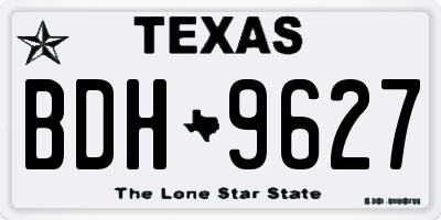 TX license plate BDH9627