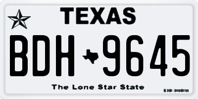 TX license plate BDH9645