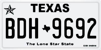 TX license plate BDH9692