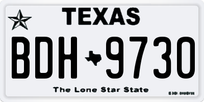 TX license plate BDH9730