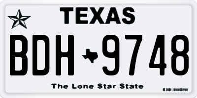 TX license plate BDH9748