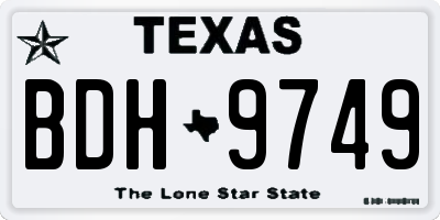 TX license plate BDH9749