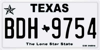 TX license plate BDH9754