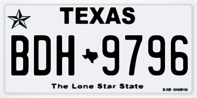 TX license plate BDH9796