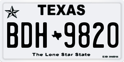 TX license plate BDH9820