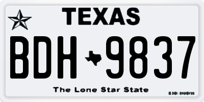 TX license plate BDH9837
