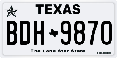 TX license plate BDH9870