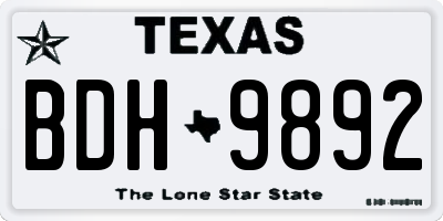 TX license plate BDH9892