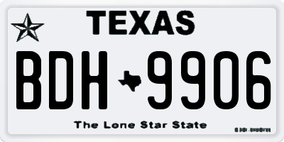 TX license plate BDH9906