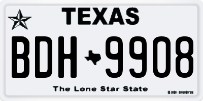 TX license plate BDH9908