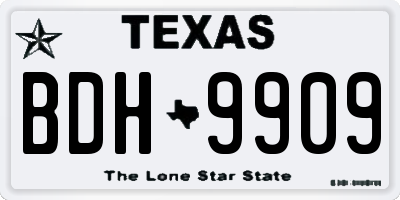 TX license plate BDH9909