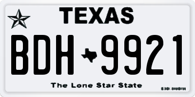 TX license plate BDH9921