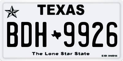 TX license plate BDH9926