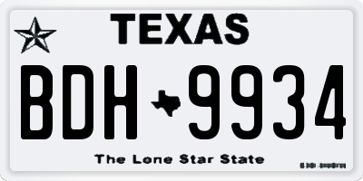 TX license plate BDH9934