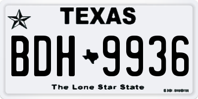 TX license plate BDH9936