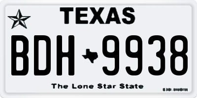 TX license plate BDH9938