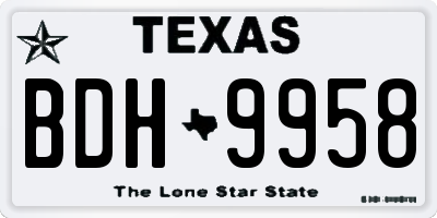 TX license plate BDH9958