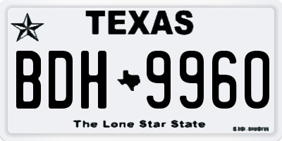 TX license plate BDH9960
