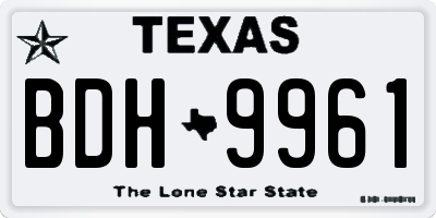 TX license plate BDH9961