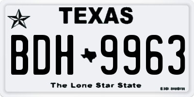 TX license plate BDH9963