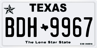 TX license plate BDH9967