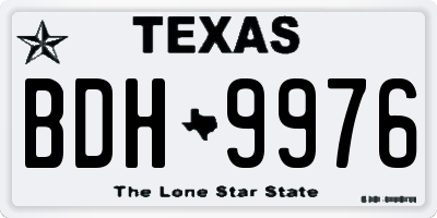 TX license plate BDH9976