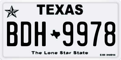 TX license plate BDH9978