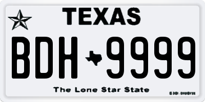 TX license plate BDH9999