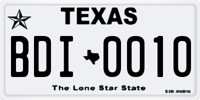 TX license plate BDI0010