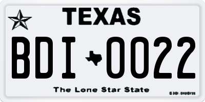 TX license plate BDI0022