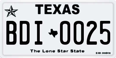 TX license plate BDI0025