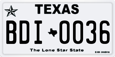 TX license plate BDI0036